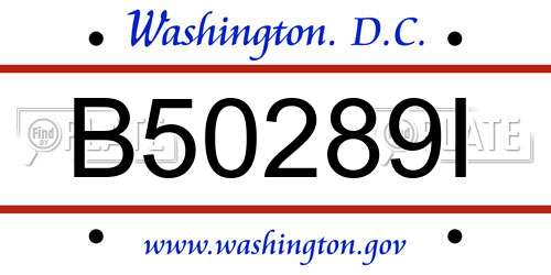 B50289I District Of Columbia License Plate