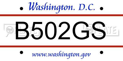 B502GS District Of Columbia License Plate