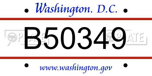 B50349 District Of Columbia License Plate