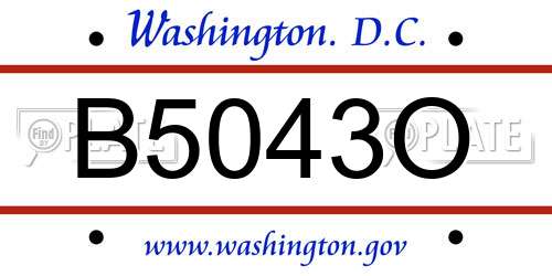 B5043O District Of Columbia License Plate