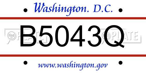 B5043Q District Of Columbia License Plate
