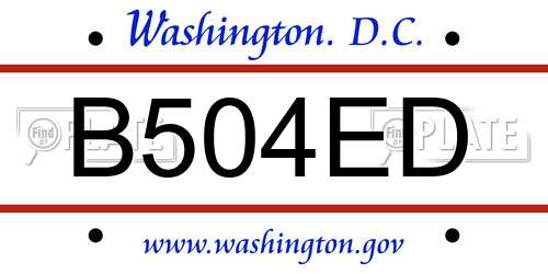 B504ED District Of Columbia License Plate