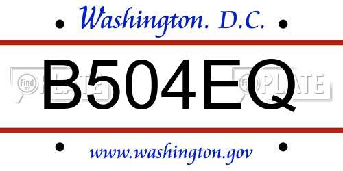 B504EQ District Of Columbia License Plate