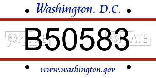B50583 District Of Columbia License Plate