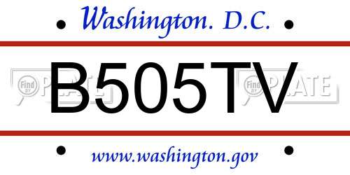 B505TV District Of Columbia License Plate