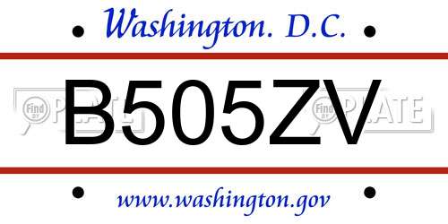 B505ZV District Of Columbia License Plate