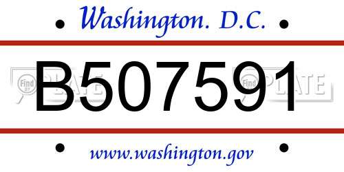 B507591 District Of Columbia License Plate