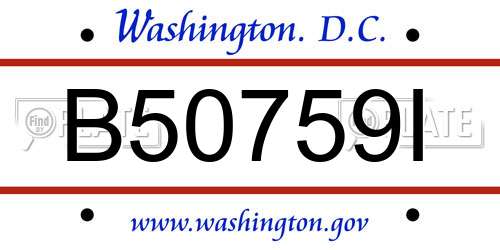 B50759I District Of Columbia License Plate