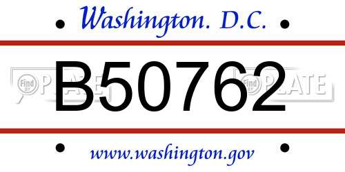 B50762 District Of Columbia License Plate