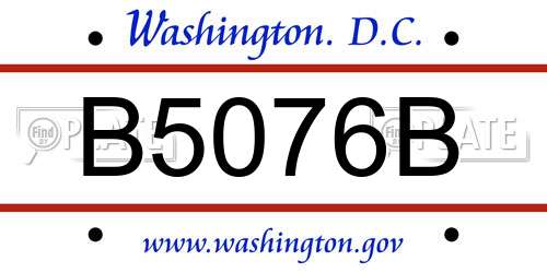 B5076B District Of Columbia License Plate