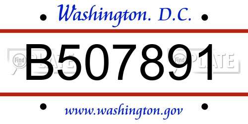 B507891 District Of Columbia License Plate
