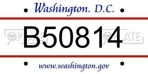 B50814 District Of Columbia License Plate