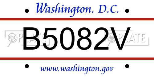 B5082V District Of Columbia License Plate