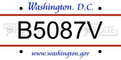 B5087V District Of Columbia License Plate