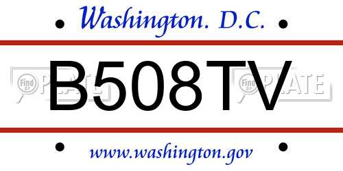 B508TV District Of Columbia License Plate