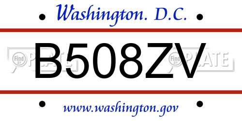 B508ZV District Of Columbia License Plate