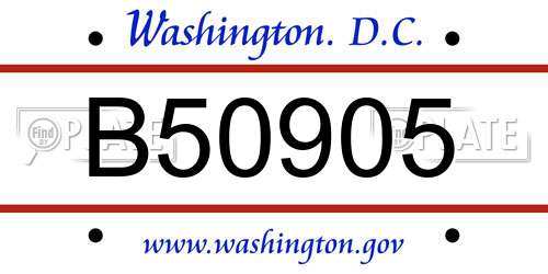 B50905 District Of Columbia License Plate