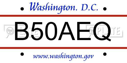 B50AEQ District Of Columbia License Plate