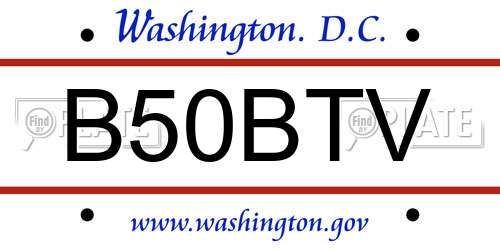 B50BTV District Of Columbia License Plate