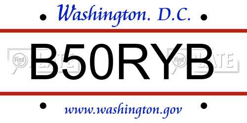 B50RYB District Of Columbia License Plate