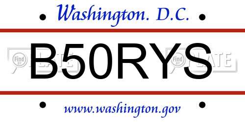 B50RYS District Of Columbia License Plate