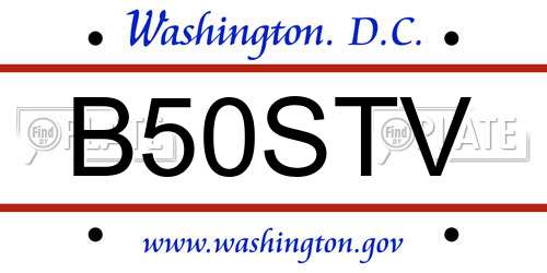 B50STV District Of Columbia License Plate