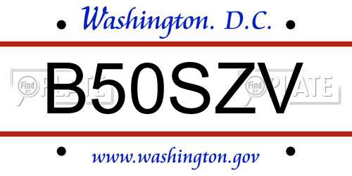 B50SZV District Of Columbia License Plate