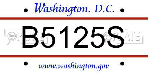 B5125S District Of Columbia License Plate