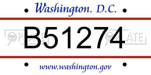 B51274 District Of Columbia License Plate
