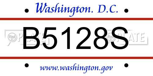 B5128S District Of Columbia License Plate