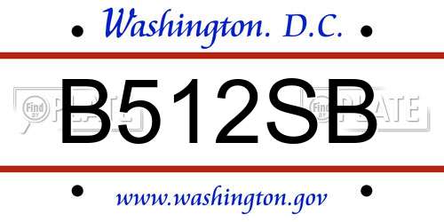 B512SB District Of Columbia License Plate