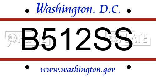 B512SS District Of Columbia License Plate