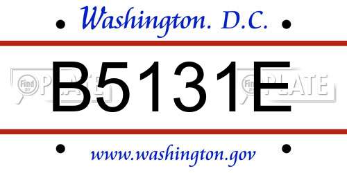 B5131E District Of Columbia License Plate