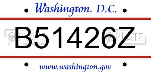 B51426Z District Of Columbia License Plate
