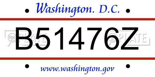 B51476Z District Of Columbia License Plate
