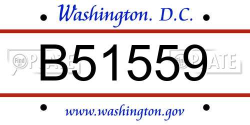 B51559 District Of Columbia License Plate