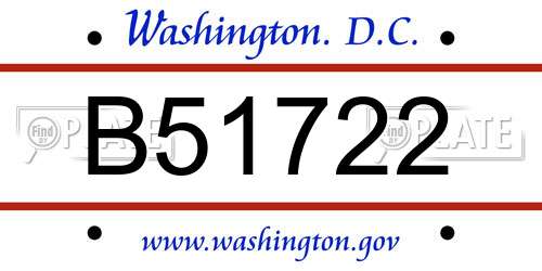 B51722 District Of Columbia License Plate
