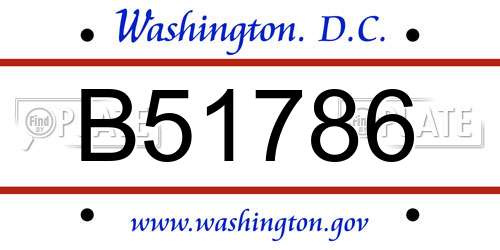 B51786 District Of Columbia License Plate