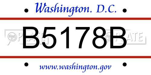 B5178B District Of Columbia License Plate