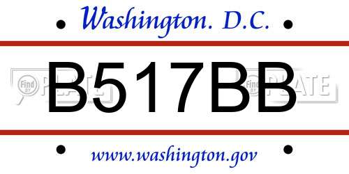 B517BB District Of Columbia License Plate