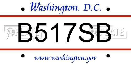 B517SB District Of Columbia License Plate