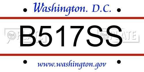 B517SS District Of Columbia License Plate