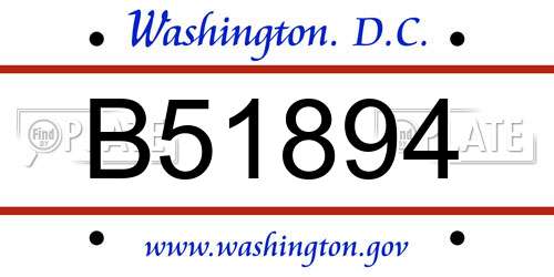 B51894 District Of Columbia License Plate