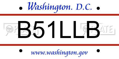B51LLB District Of Columbia License Plate