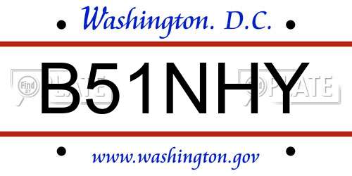 B51NHY District Of Columbia License Plate