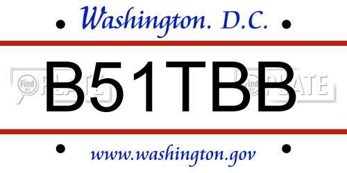 B51TBB District Of Columbia License Plate