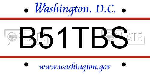 B51TBS District Of Columbia License Plate