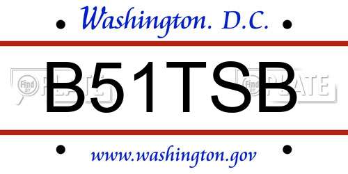 B51TSB District Of Columbia License Plate
