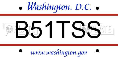 B51TSS District Of Columbia License Plate