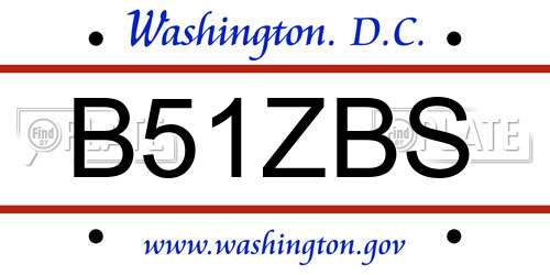 B51ZBS District Of Columbia License Plate